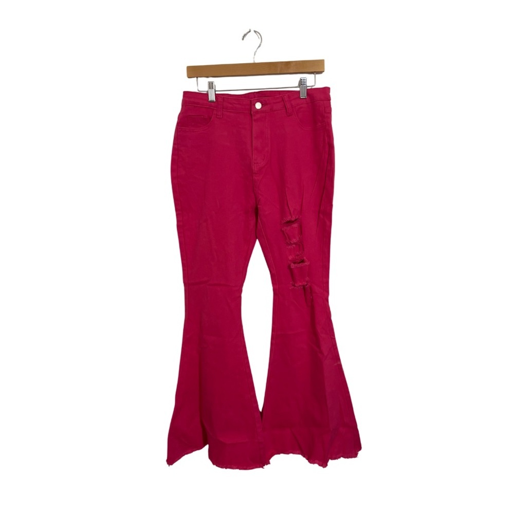 Bright Pink Flared Jeans